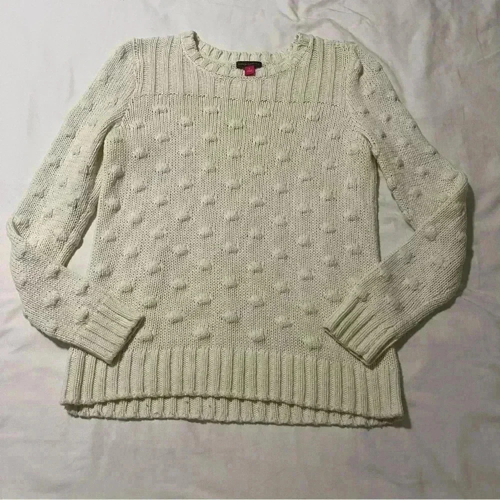 Vince Camuto Ivory Cotton Popcorn Sweater S - Picture 3 of 8